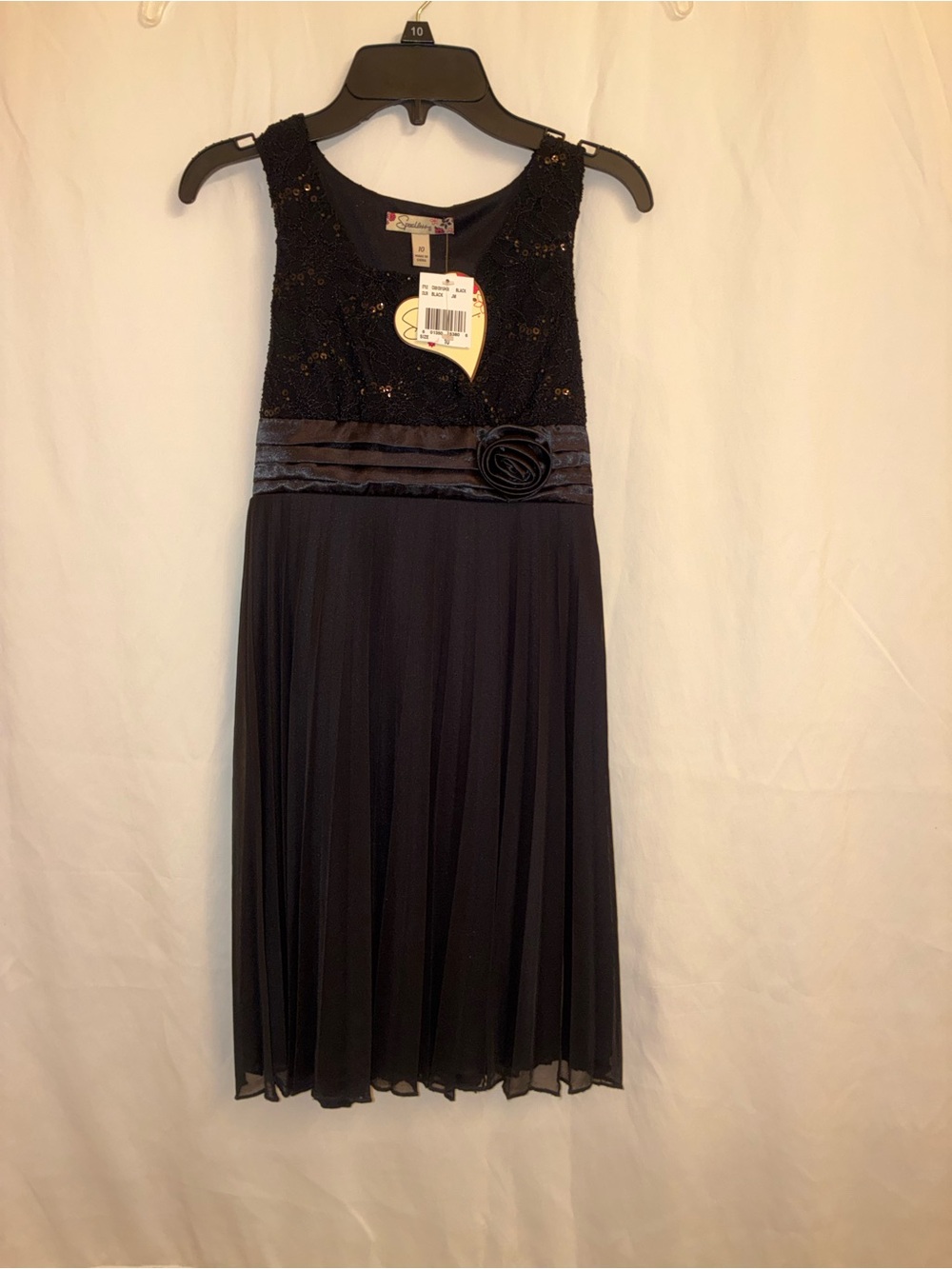 Girls Black Pageant Holiday Dress by Speechless Sequin Rosette Formal Gown Sz 10